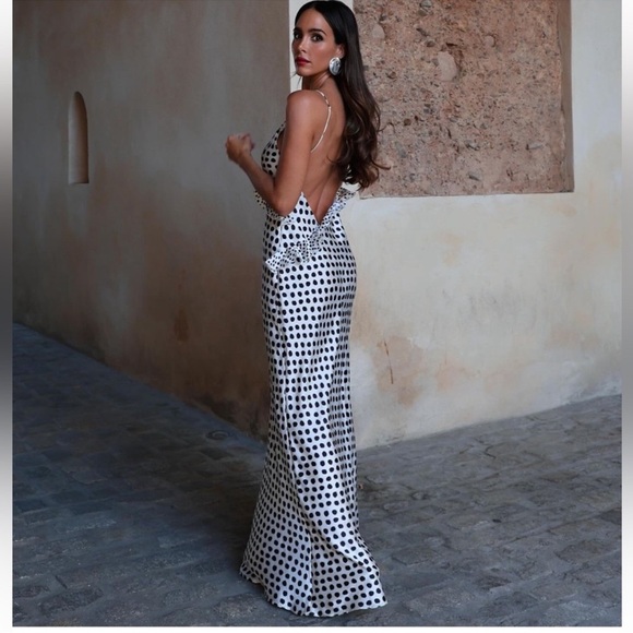 Zara RUFFLED SATIN EFFECT POLKA DOT DRESS - Picture 15 of 16